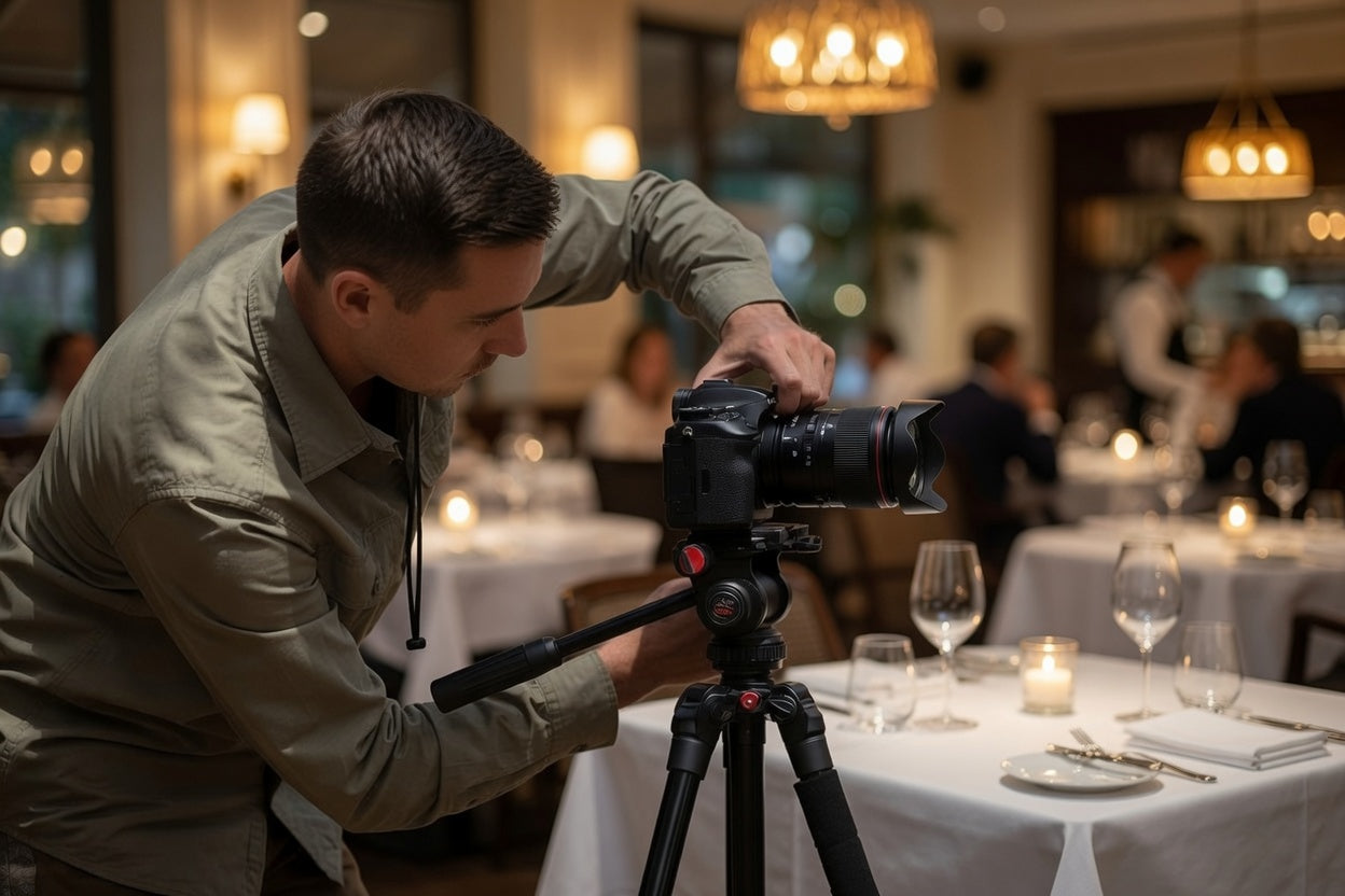 Food-Creator erstellt professionelle Inhalte für Social Media in einem Restaurant.