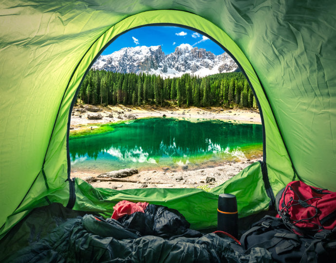 Blick aus Campingzelt