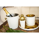 Aulica Champagnerkühler Weiß & Gold – eleganter Flaschenkühler aus Edelstahl