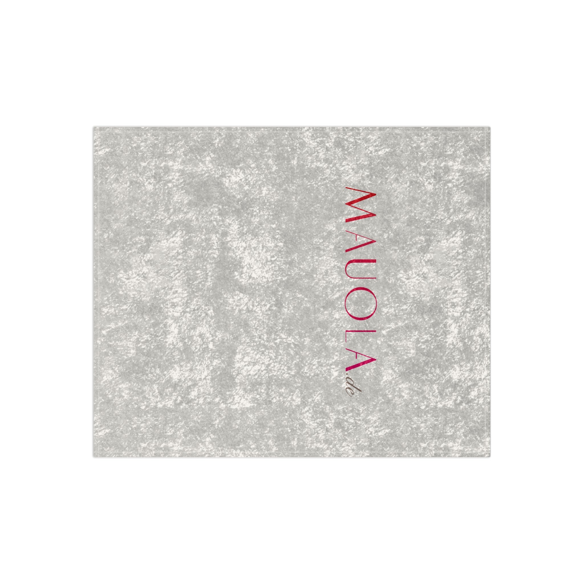Crushed Velvet Blanket — Luxe Silver Throw with 'MAUOLA' Script