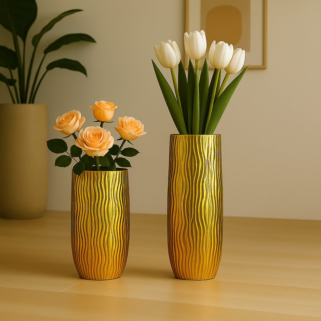 Aulica Design-Vase Gold aus Polyresin – skulpturale Dekovase 90 cm