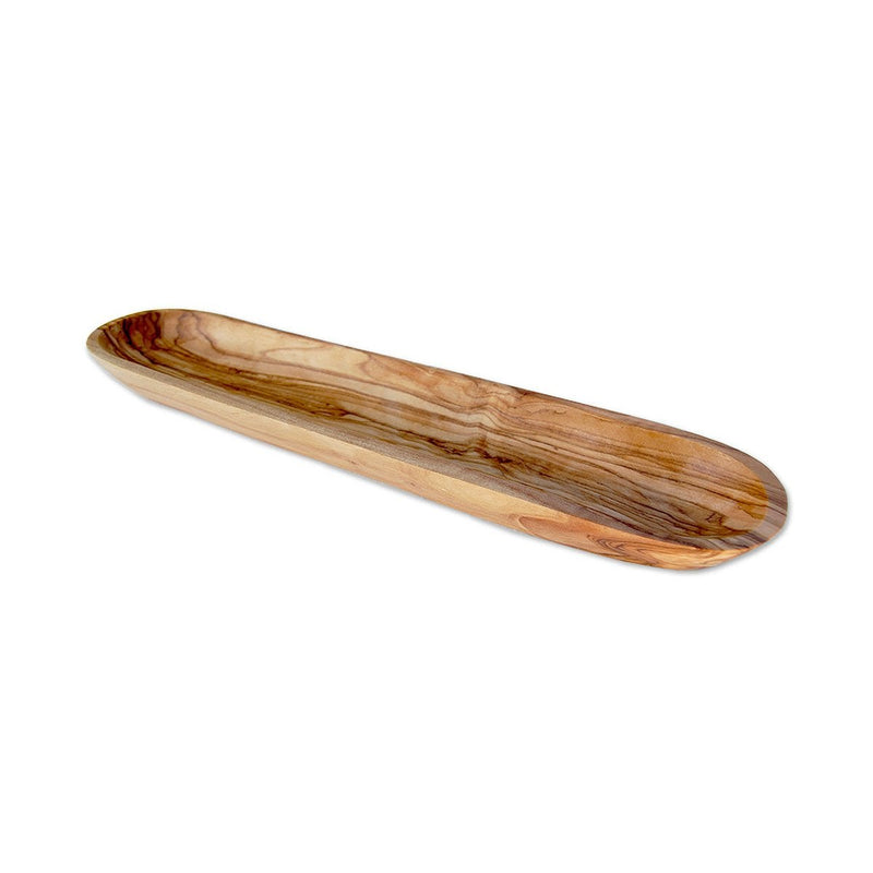 Baguette- & Olivenschale aus Olivenholz 30 cm – handgefertigtes Unikat aus Deutschland