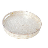 Aulica Rundes Tablett Perlmutt-Optik – dekoratives Serviertablett 40 cm