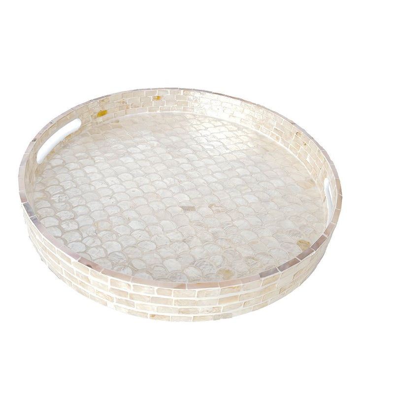 Aulica Rundes Tablett Perlmutt-Optik – dekoratives Serviertablett 40 cm