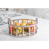 Aulica Obstkorb Silber aus Edelstahl – dekorative Design-Obstschale 35 cm