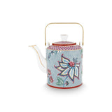 Pip Studio Flower Festival Teekanne Geschenkset Blau – 1L Porzellan in Geschenkbox