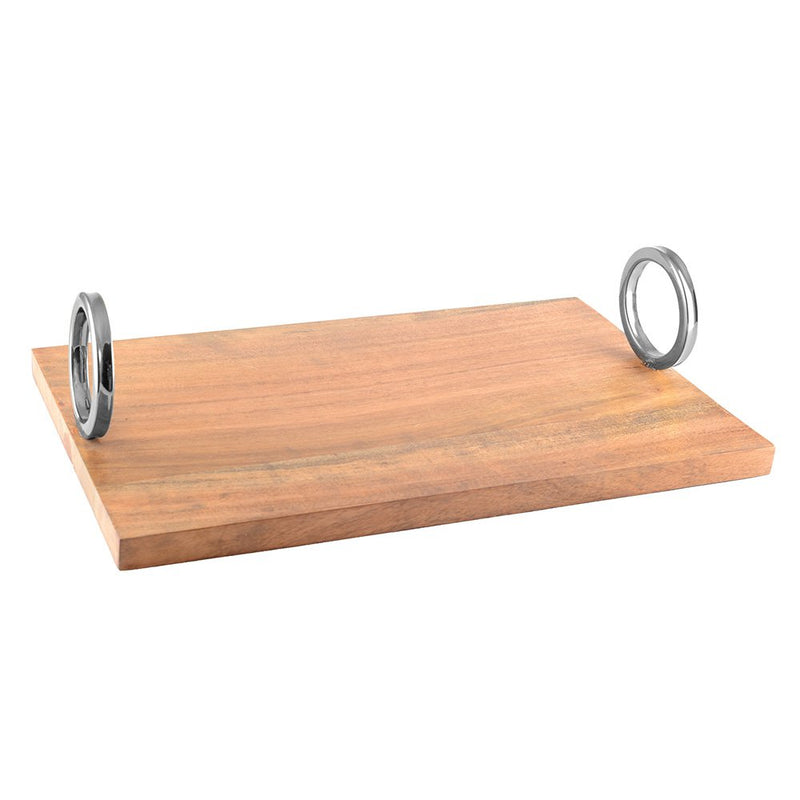 Aulica Serviertablett Holz mit Silbergriffen – rechteckiges Dekotablett 40 cm