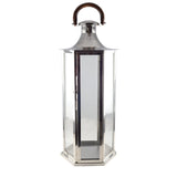Aulica Große Glaslaterne mit Holzgriff – elegante Laterne 80 cm