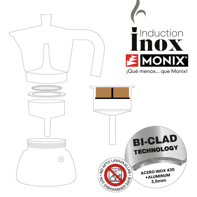Italian Coffee Pot BRA INOX BLACK 3T Black