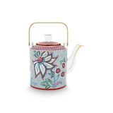 Pip Studio Flower Festival Teekanne Geschenkset Blau – 1L Porzellan in Geschenkbox