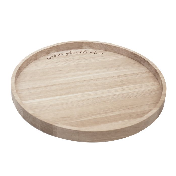 Tablett Rundum Glücklich aus Eiche 36cm 1_Eulenschnitt.jpg