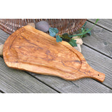 Tranchierbrett aus Olivenholz mit Griff & Saftrille (35–39 cm)