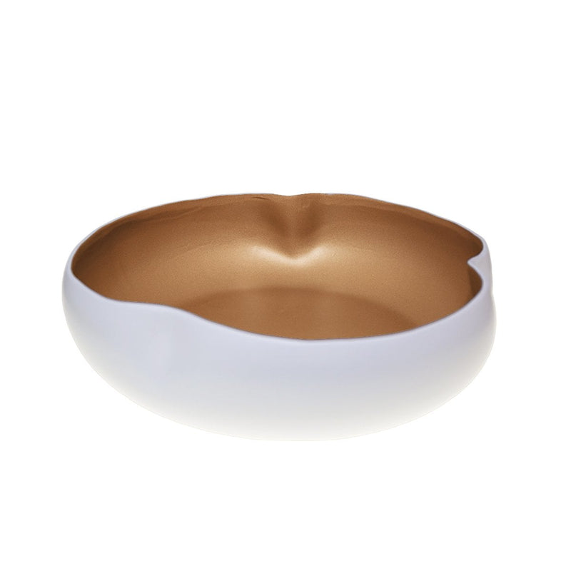 Aulica Design-Schale Weiß & Gold – große Keramikschale 34 cm