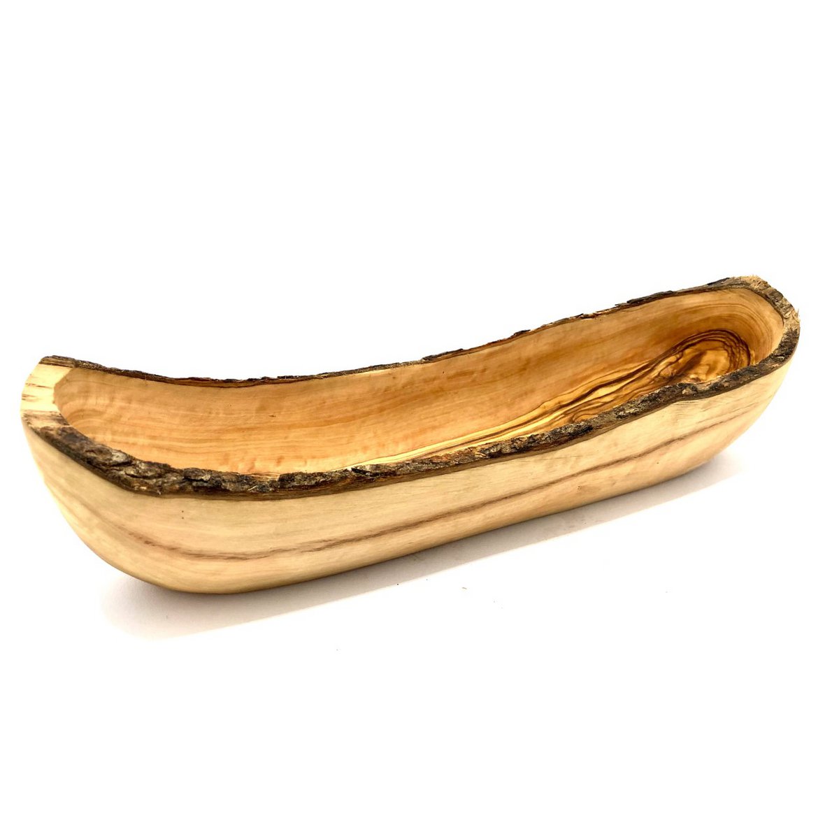 Rustikale Brotschale aus Olivenholz – handgefertigte Servierschale 40–45 cm