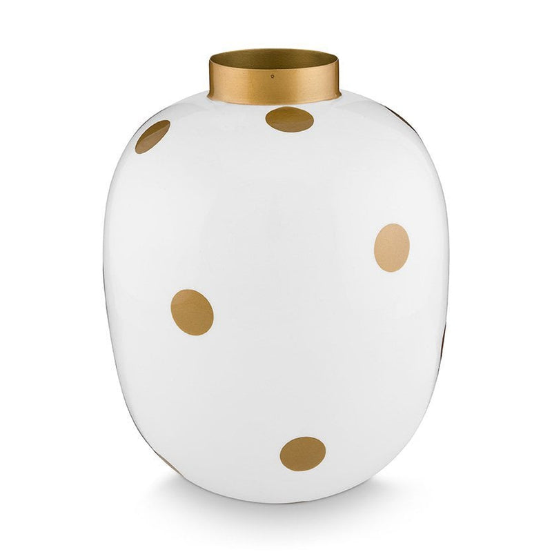 Pip Studio Metallvase Dots Weiß-Gold 32 cm