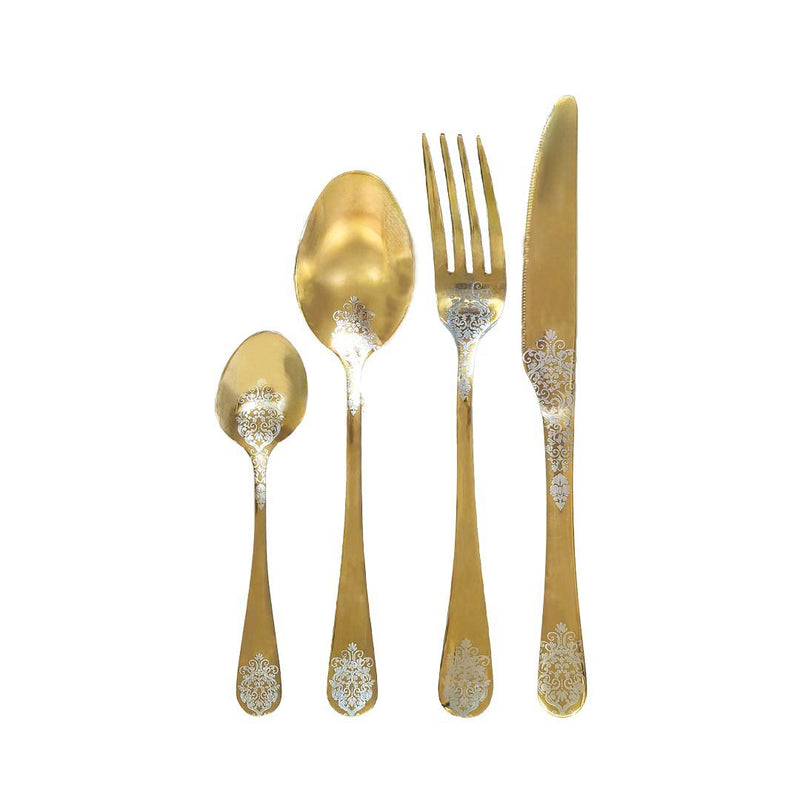 Aulica Besteckset Gold Arabesque 24-teilig – Edelstahlbesteck für 6 Personen