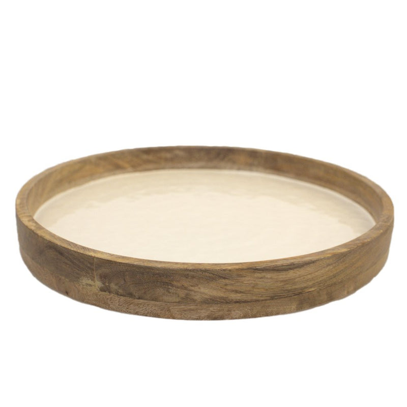 Aulica Rundes Tablett aus Mangoholz Weiß 40 cm – natürliche Eleganz für stilvolle Arrangements
