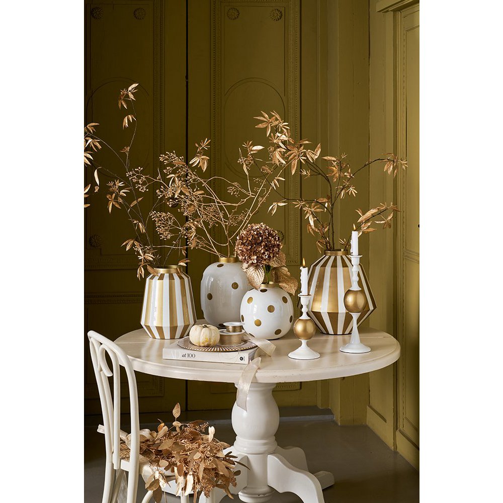Pip Studio Metallvase Dots Weiß-Gold 32 cm