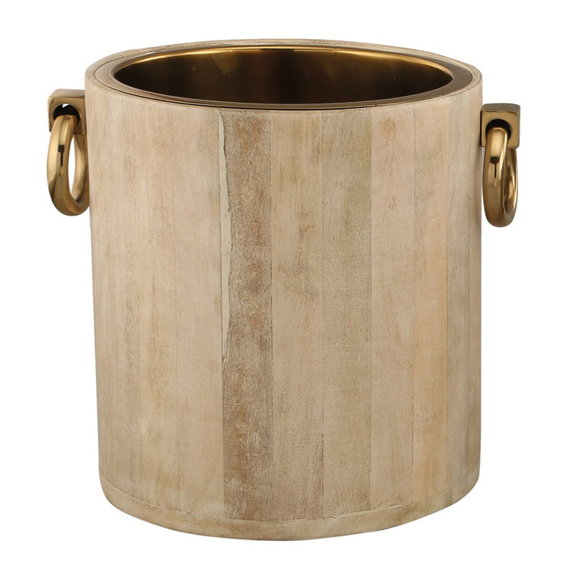 Aulica Champagnerkühler Holz & Gold – luxuriöser Flaschenkühler 30 cm