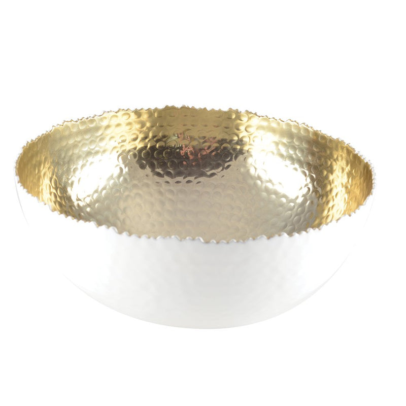 Design-Schüssel Weiß-Gold aus Aluminium – 26 cm dekorative Servierschale