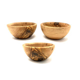 Tapas-Schalen 3er Set aus Olivenholz - 14 cm– handgefertigte Schälchen