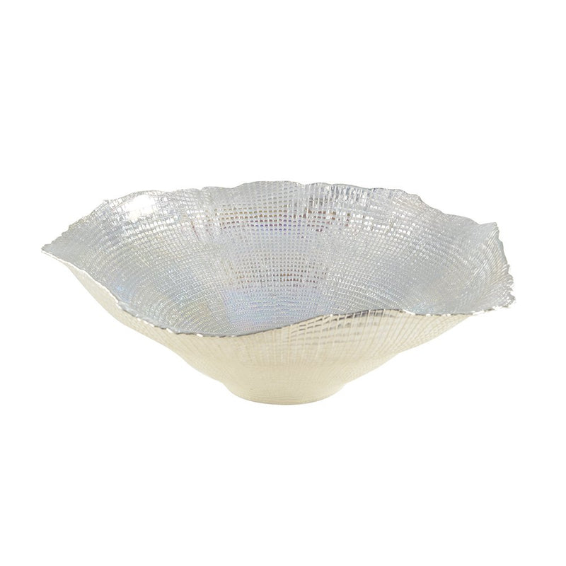 Aulica Design-Schale Silber aus Glas – große dekorative Obst- & Servierschale 45 cm